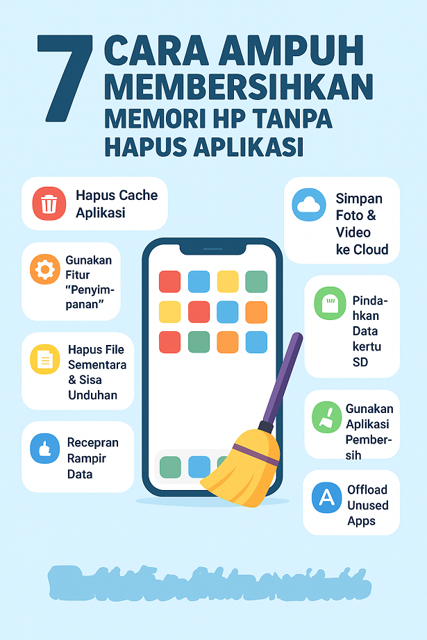 Ilustrasi cara membersihkan memori HP tanpa menghapus aplikasi