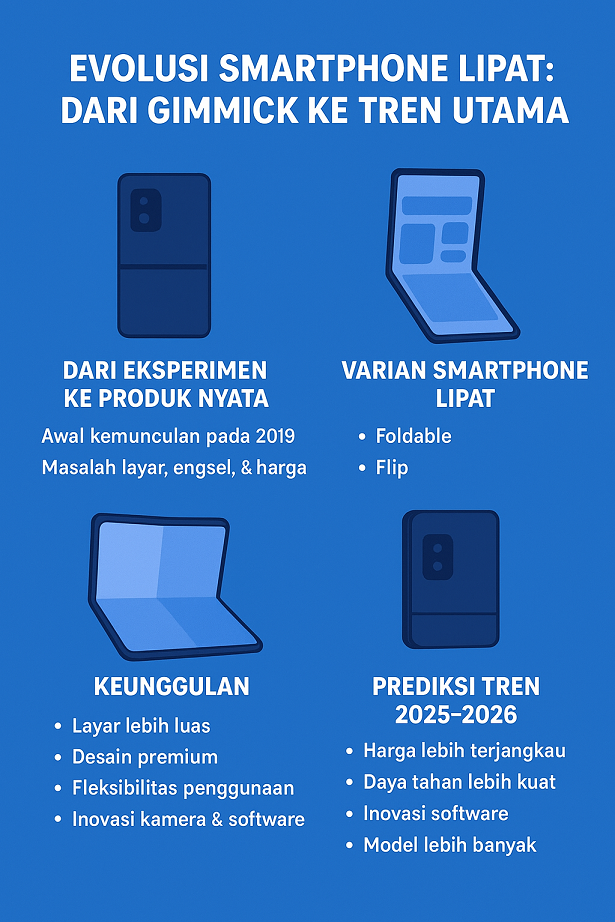 Ilustrasi evolusi smartphone lipat dari gimmick ke tren utama