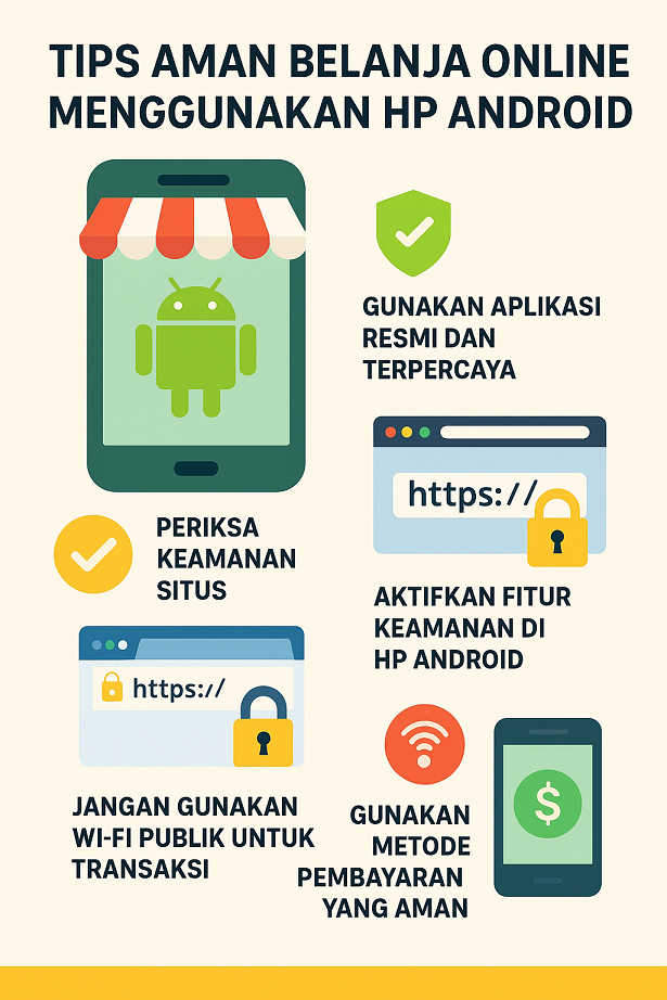 Ilustrasi tips aman belanja online menggunakan Android