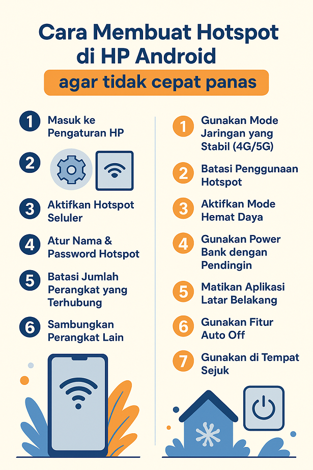 Infografis cara membuat hotspot Android agar tidak cepat panas