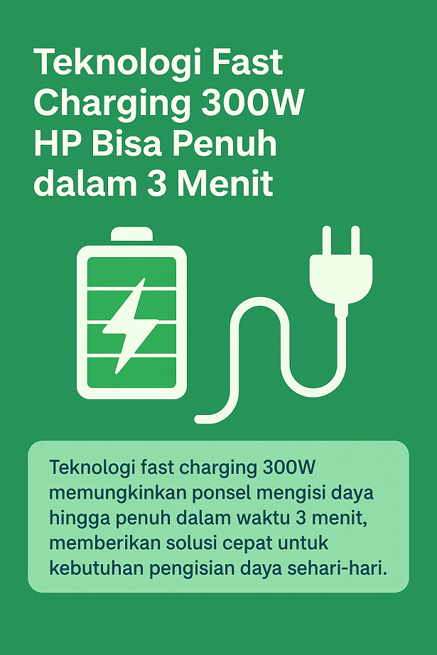 Infografis teknologi fast charging 300W pada smartphone 2025