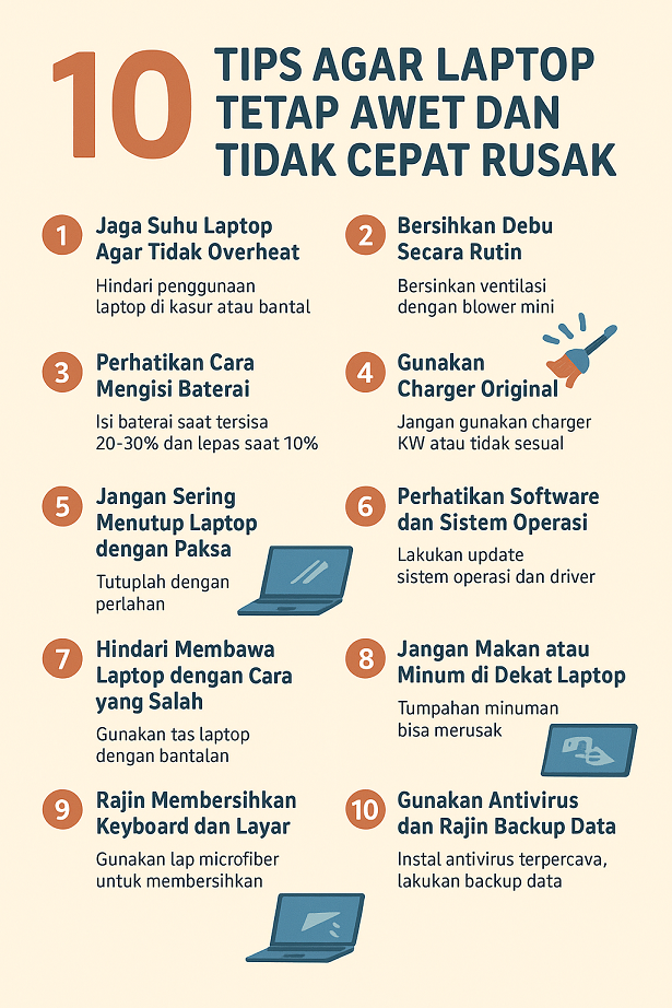 Infografis tips agar laptop tetap awet dan tidak cepat rusak