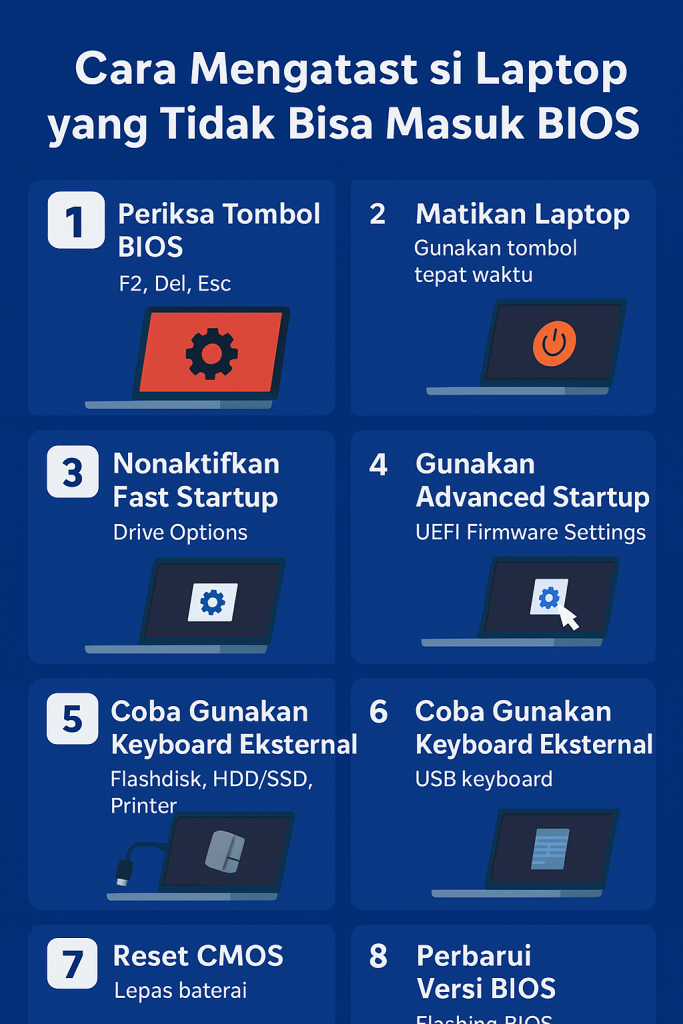cara mengatasi laptop yang tidak bisa masuk bios