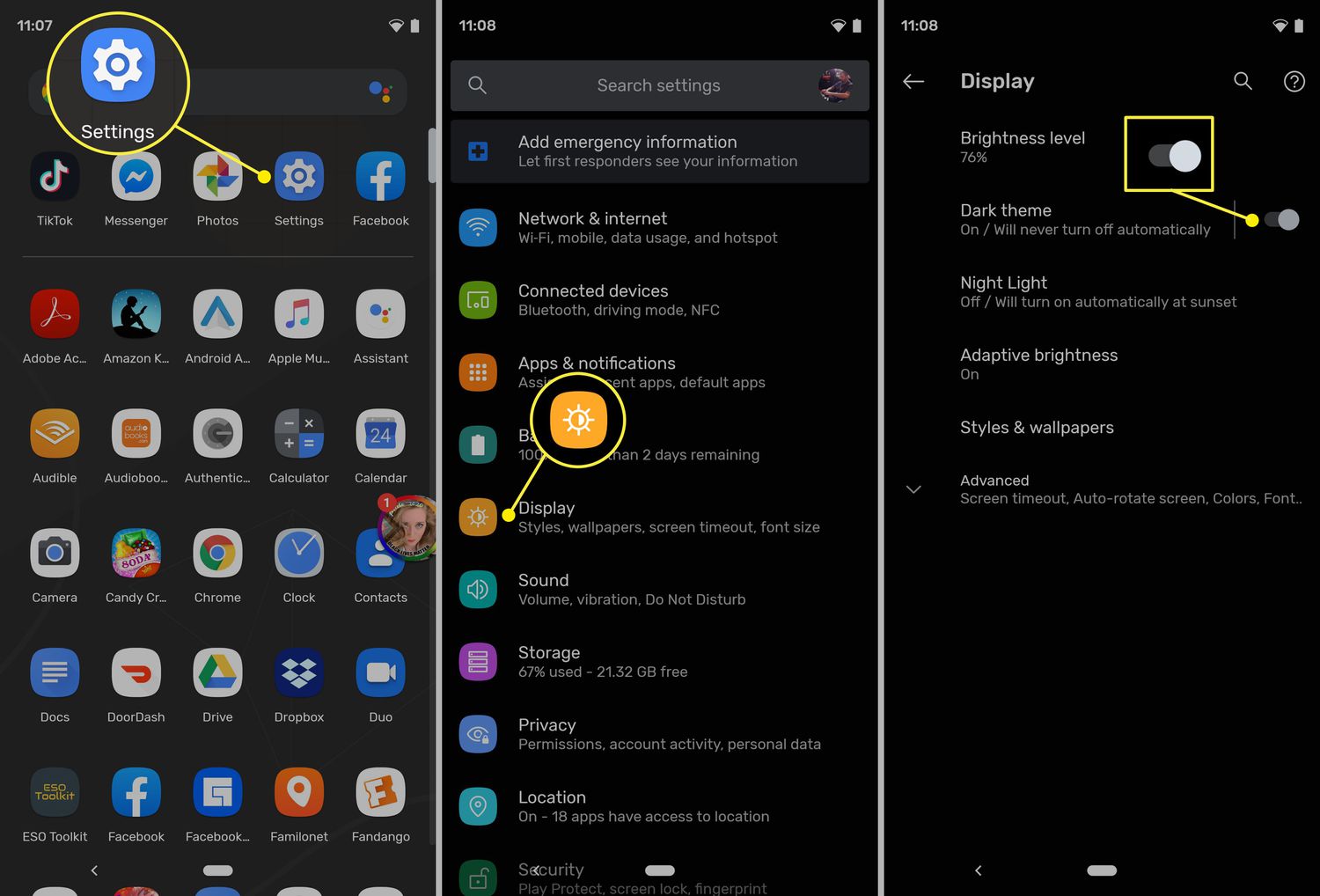 Pengaturan Dark Mode di Android